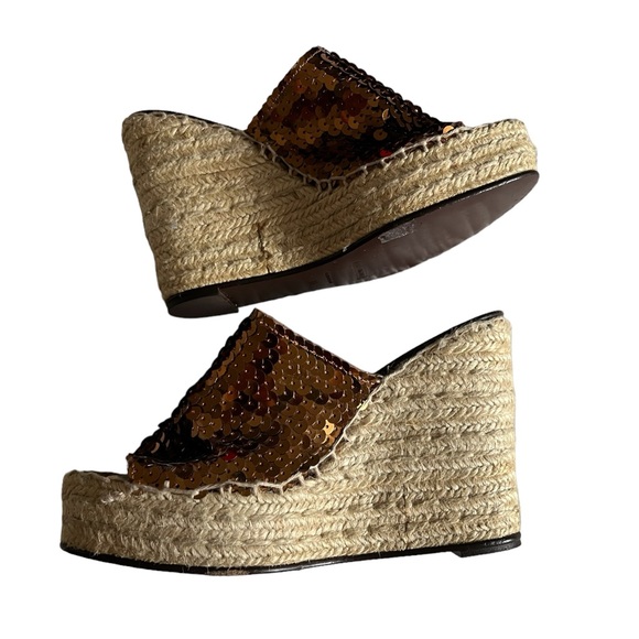 MARC JACOBS COPPER COLORED SEQUIN SLIDES SHOES 36-6 - Picture 3 of 8